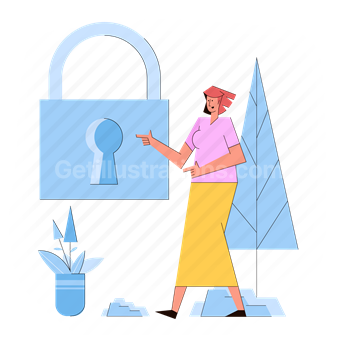 lock, privacy, security, protection, woman